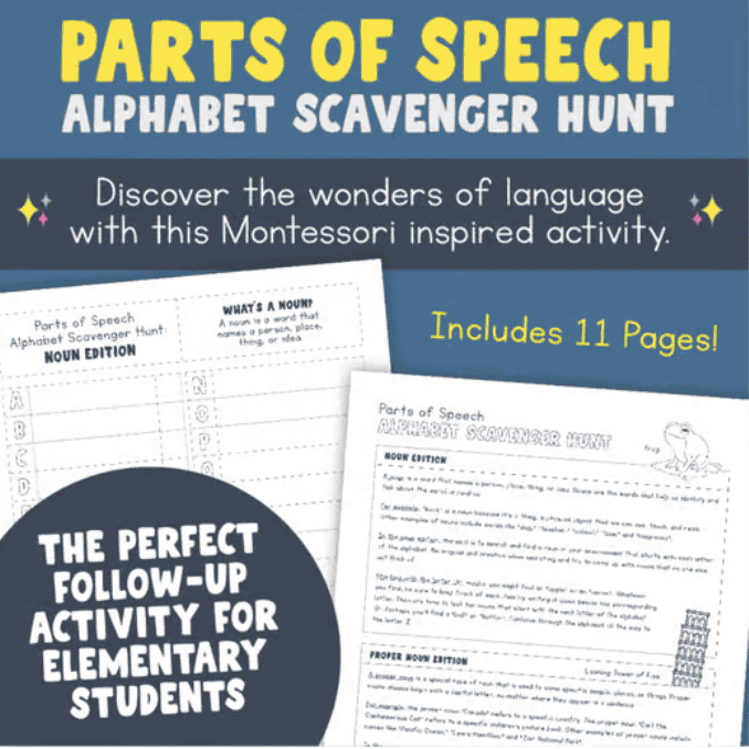 An image of our Parts of Speech scavenger hunt product.